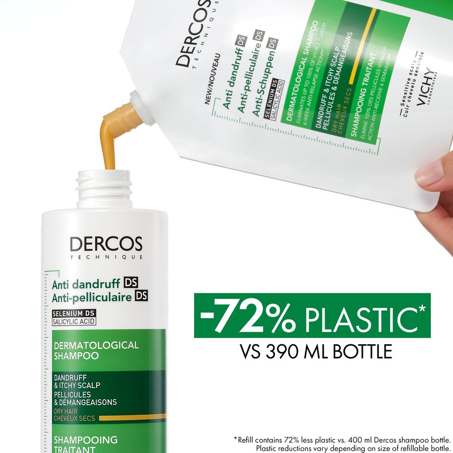 dercos anti-mjäll schampo för torrt hår refill